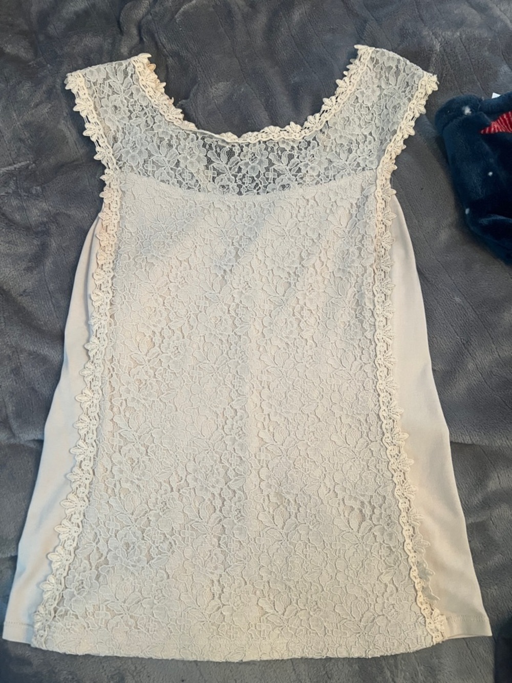 Express Ivory Lace-Trim Sleeveless Top